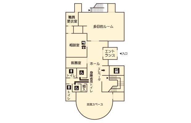生江障害者会館　光生園　１階案内図