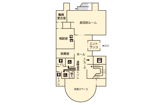 生江障害者会館 光生園 1階案内図
